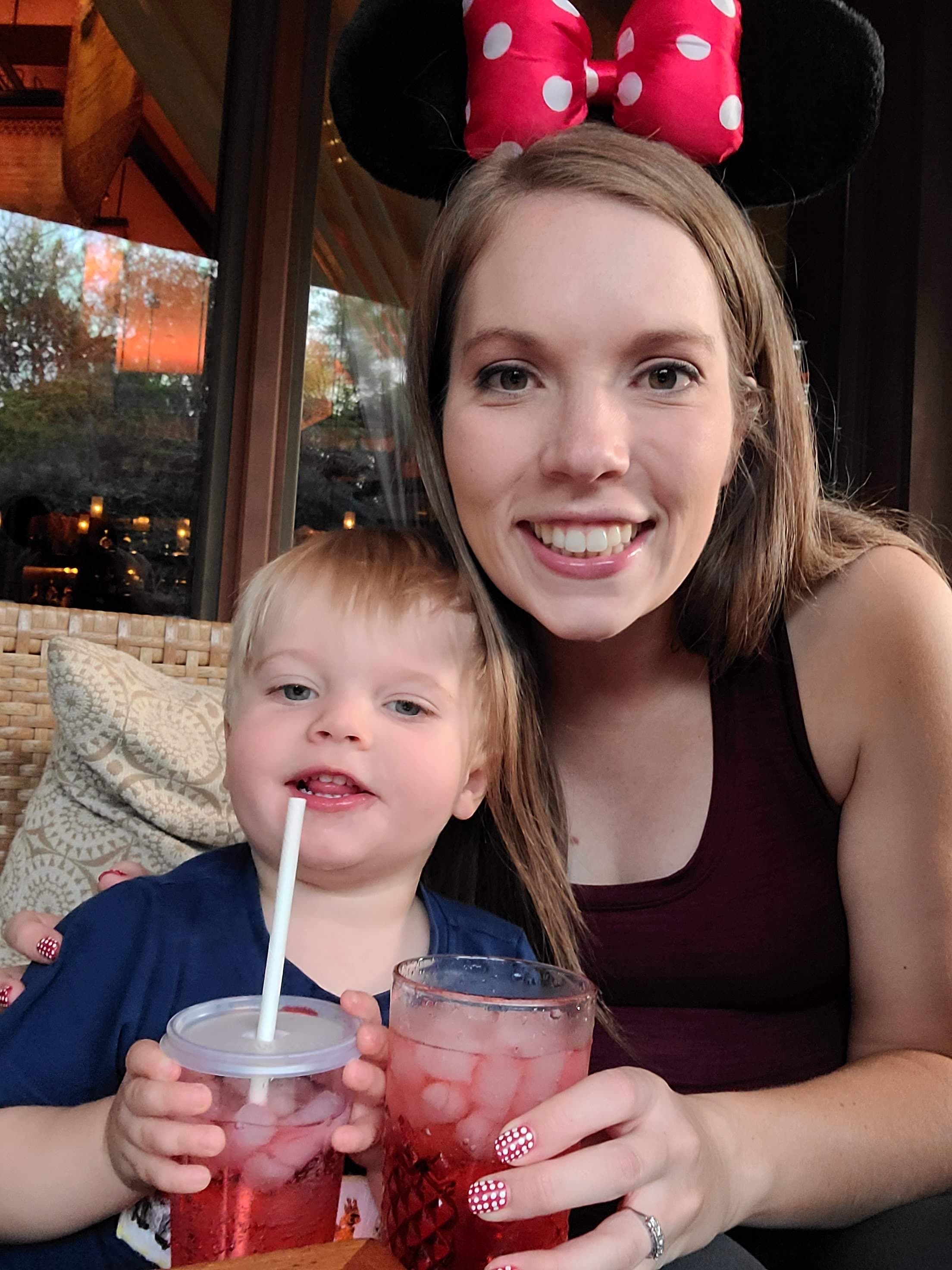 Hannah and her son at Disney World